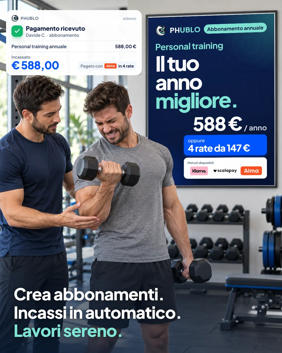 Personal trainer e cliente con abbonamento mensile